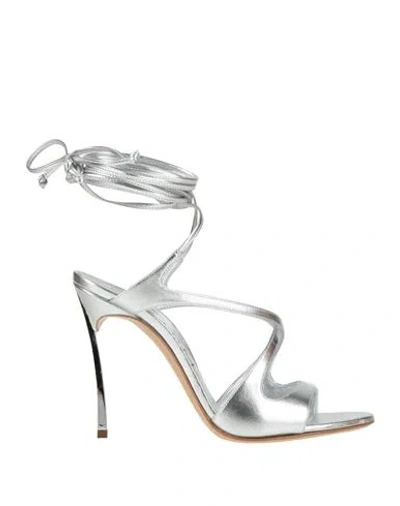 CASADEI CASADEI WOMAN SANDALS SILVER SIZE 8 LEATHER