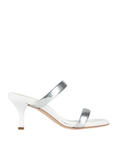Casadei Woman Sandals Silver Size 7 Textile Fibers In Multi