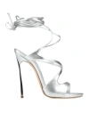 Casadei Woman Sandals Silver Size 7.5 Leather