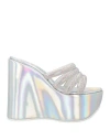 Casadei Woman Sandals Silver Size 7.5 Textile Fibers In Silver