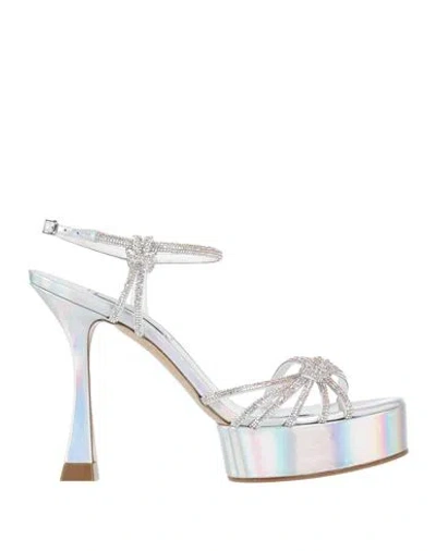Casadei Woman Sandals Silver Size 8 Textile Fibers