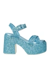 Casadei Woman Sandals Sky Blue Size 6 Textile Fibers, Leather In Blue