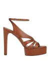 Casadei Woman Sandals Tan Size 11 Leather In Brown