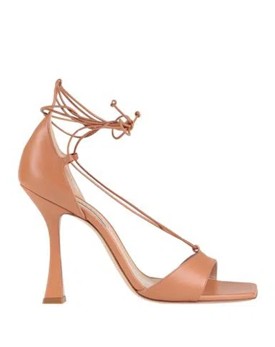 Casadei Woman Sandals Tan Size 7.5 Leather In Brown