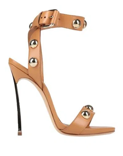 Casadei Woman Sandals Tan Size 8 Leather In Brown