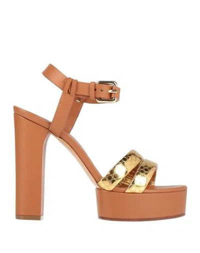 CASADEI CASADEI WOMAN SANDALS TAN SIZE 8 LEATHER