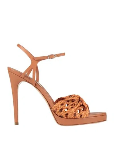 Casadei Woman Sandals Tan Size 8 Leather In Multi