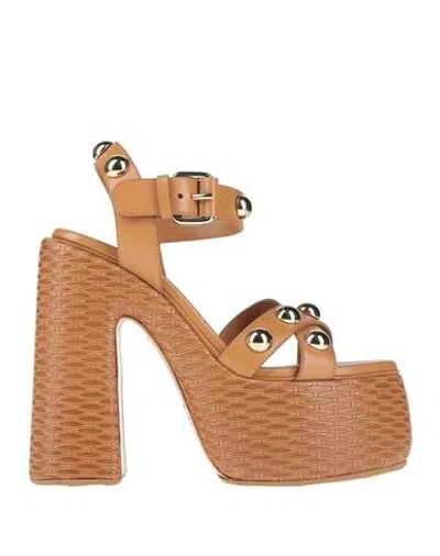 Casadei Woman Sandals Tan Size 8 Leather In Brown