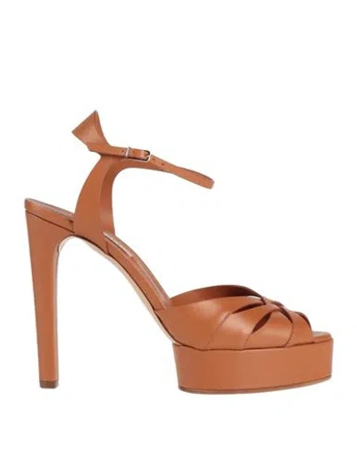 Casadei Woman Sandals Tan Size 8 Soft Leather In Brown