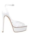 CASADEI CASADEI WOMAN SANDALS WHITE SIZE 10 LEATHER