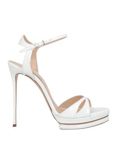 CASADEI CASADEI WOMAN SANDALS WHITE SIZE 10 SOFT LEATHER