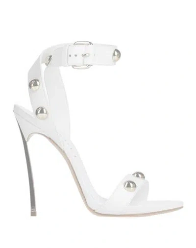 Casadei Woman Sandals White Size 7.5 Leather