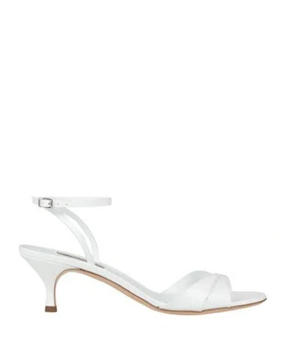 Casadei Woman Sandals White Size 8 Leather