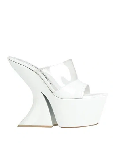Casadei Woman Sandals White Size 8 Leather, Pvc - Polyvinyl Chloride