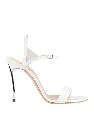 Casadei Woman Sandals White Size 8 Leather, Synthetic Fibers