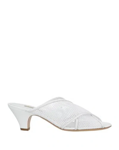 Casadei Woman Sandals White Size 8 Leather, Synthetic Material