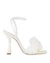 Casadei Woman Sandals White Size 8 Textile Fibers, Leather