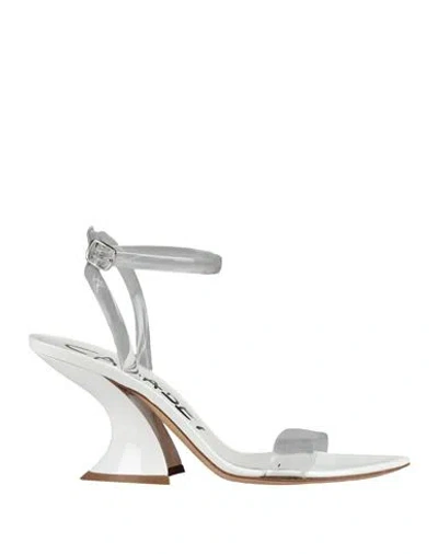 Casadei Woman Sandals White Size 8.5 Pvc - Polyvinyl Chloride In Gold
