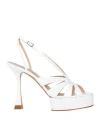 Casadei Woman Sandals White Size 9.5 Leather In Bianco Chiari E Naturali