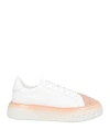 Casadei Woman Sneakers Antique Rose Size 8 Leather, Textile Fibers In White