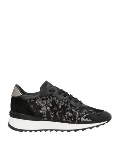 Casadei Woman Sneakers Black Size 10 Leather, Textile Fibers