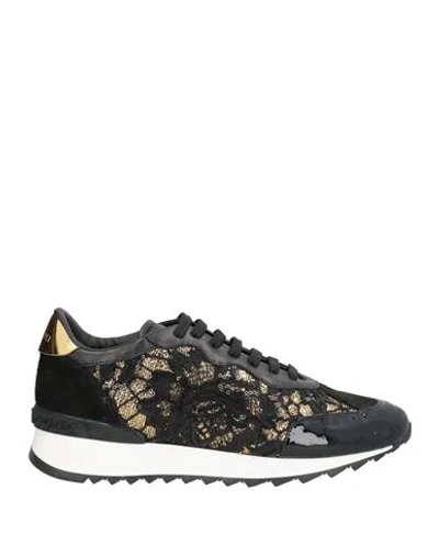 Casadei Woman Sneakers Black Size 6 Leather, Textile Fibers