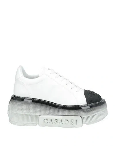 Casadei Woman Sneakers Black Size 7 Textile Fibers In White
