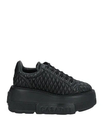 Casadei Woman Sneakers Black Size 8 Leather