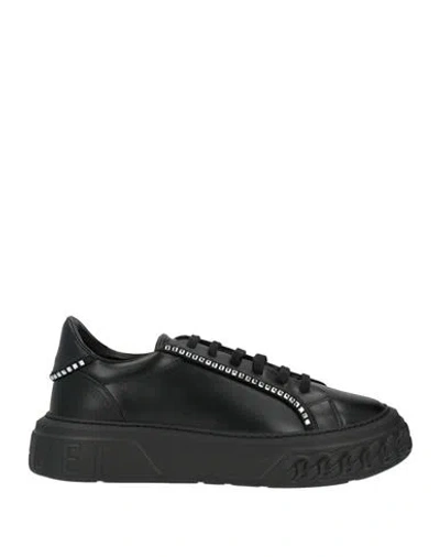 Casadei Woman Sneakers Black Size 9 Leather