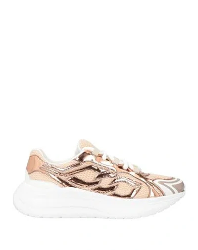 Casadei Woman Sneakers Copper Size 8 Leather, Synthetisches Material In Pink