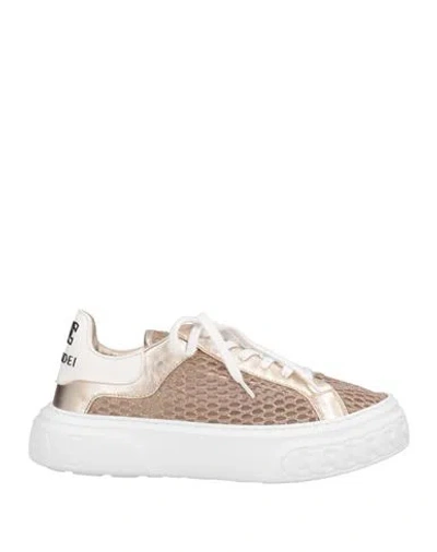 Casadei Woman Sneakers Gold Size 6 Soft Leather In Multi