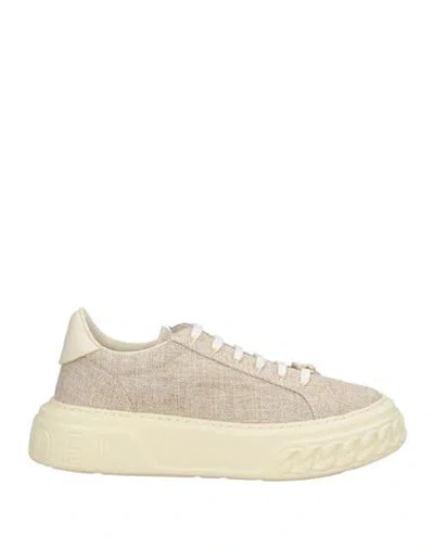 Casadei Woman Sneakers Gold Size 7 Jute In Nude