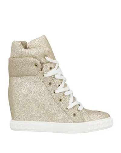 Casadei Woman Sneakers Gold Size 8 Textile Fibers In Gray