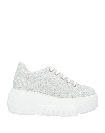Casadei Woman Sneakers Light Grey Size 5 Textile Fibers In Multi