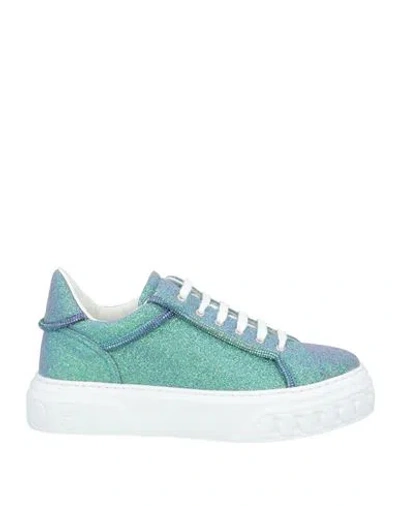 Casadei Woman Sneakers Green Size 7.5 Textile Fibers In Purple