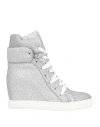 Casadei Woman Sneakers Silver Size 7.5 Textile Fibers In Gray
