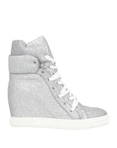 Casadei Woman Sneakers Silver Size 7.5 Textile Fibers In Gray