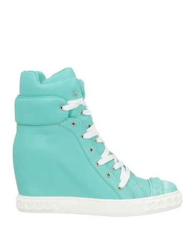 Casadei Woman Sneakers Turquoise Size 8 Leather In Blue