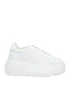 Casadei Nexus Net Salento Leather Low Top Sneakers In White