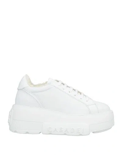 Casadei Woman Sneakers White Size 6.5 Leather