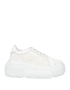 Casadei Nexus Woven Leather Wedge Sneakers In White