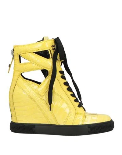 Casadei Woman Sneakers Yellow Size 8 Leather