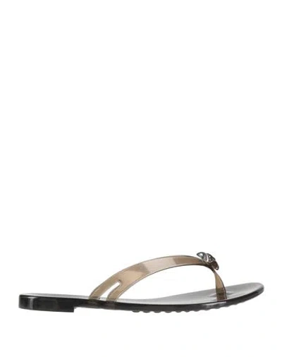 Casadei Woman Thong Sandal Charcoal Size 7 Plastic In Gray