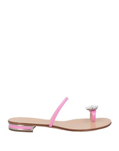 Casadei Woman Thong Sandal Pink Size 5 Leather