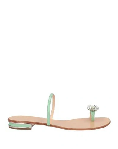 Casadei Woman Thong Sandal Turquoise Size 11 Leather In Blue