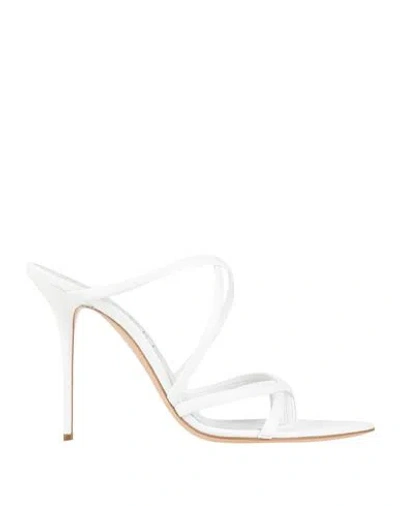 Casadei Woman Thong Sandal White Size 6.5 Leather