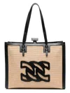 Casadei Rectangular Woven Texture Tote Bags In Black