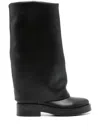 Casadei Layered Detail Leather Boots For Women In Black