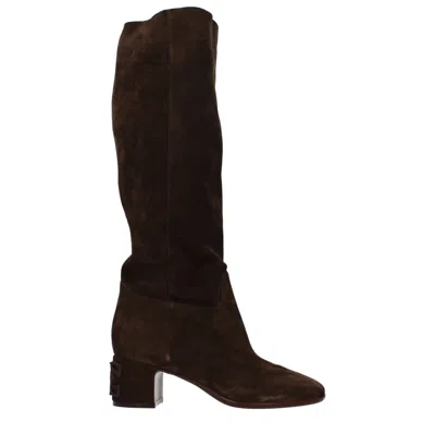 Casadei Women's Boots Suede Brown/cocoa In Black
