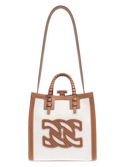 CASADEI WOMEN'S CANVAS AND LEATHER TOTE BAG
